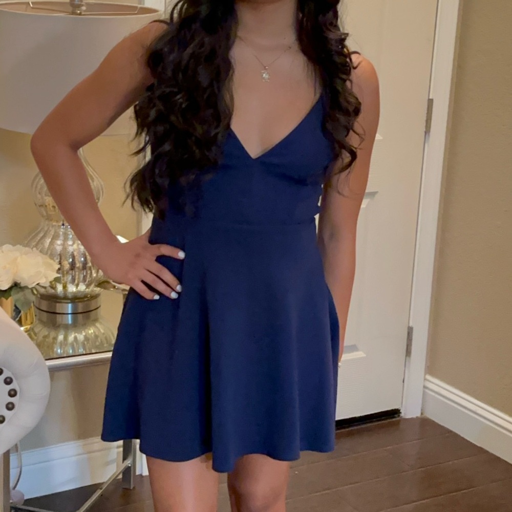 Lulu's Midnight Blue Strapless Dress